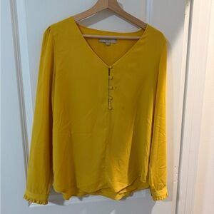 LOFT Vivid Yellow Button-Front Blouse